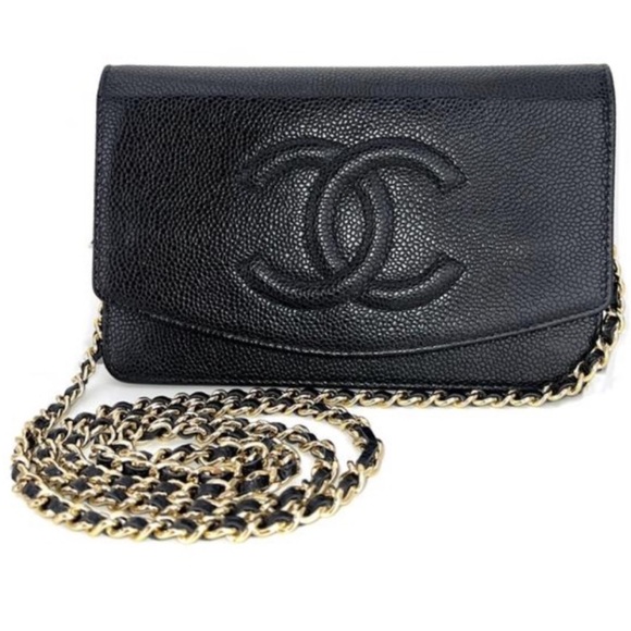 CHANEL Handbags - 💎 WOC caviar CC Chanel Black Leather RARE